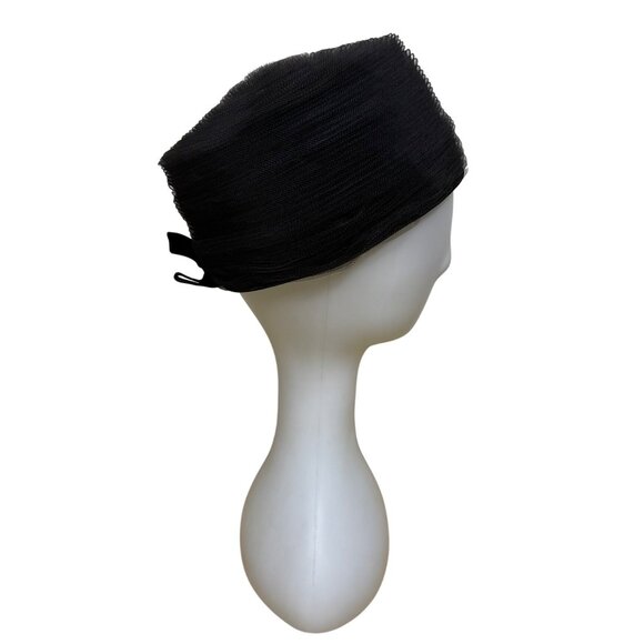 Black Womens Mesh Formal Pillbox Hat With Bow & Netting Elegant Vintage Style main image 6